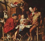 Jacob Jordaens The Satyr and the Farmer's Family (mk08) oil